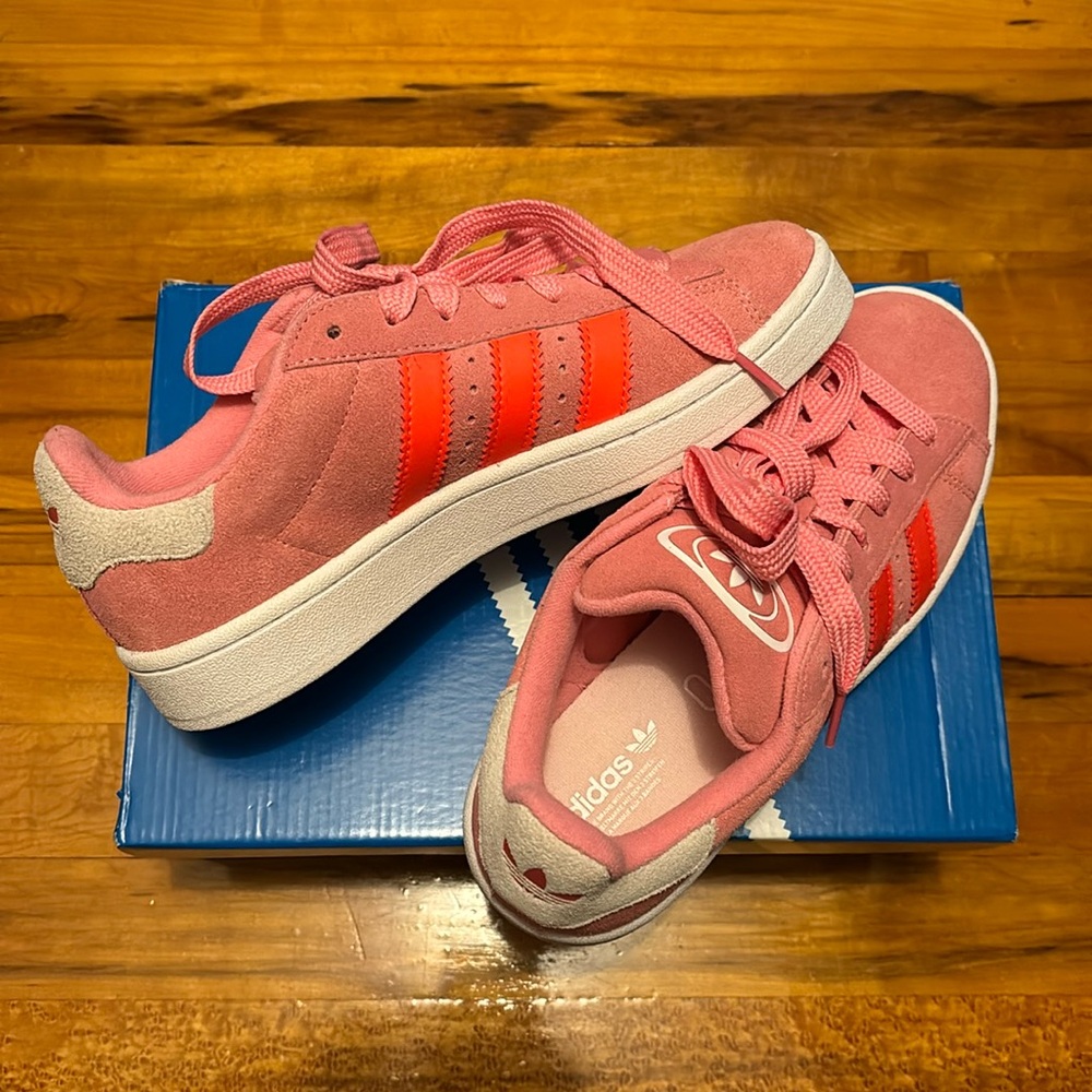 Pink and Orange Adidas Campus